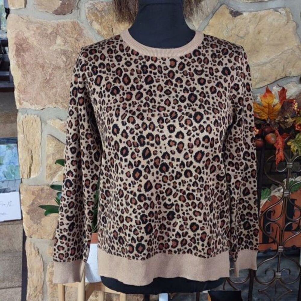 Philosophy Leopard Print Crew Neck Sweater‎ Sz PS